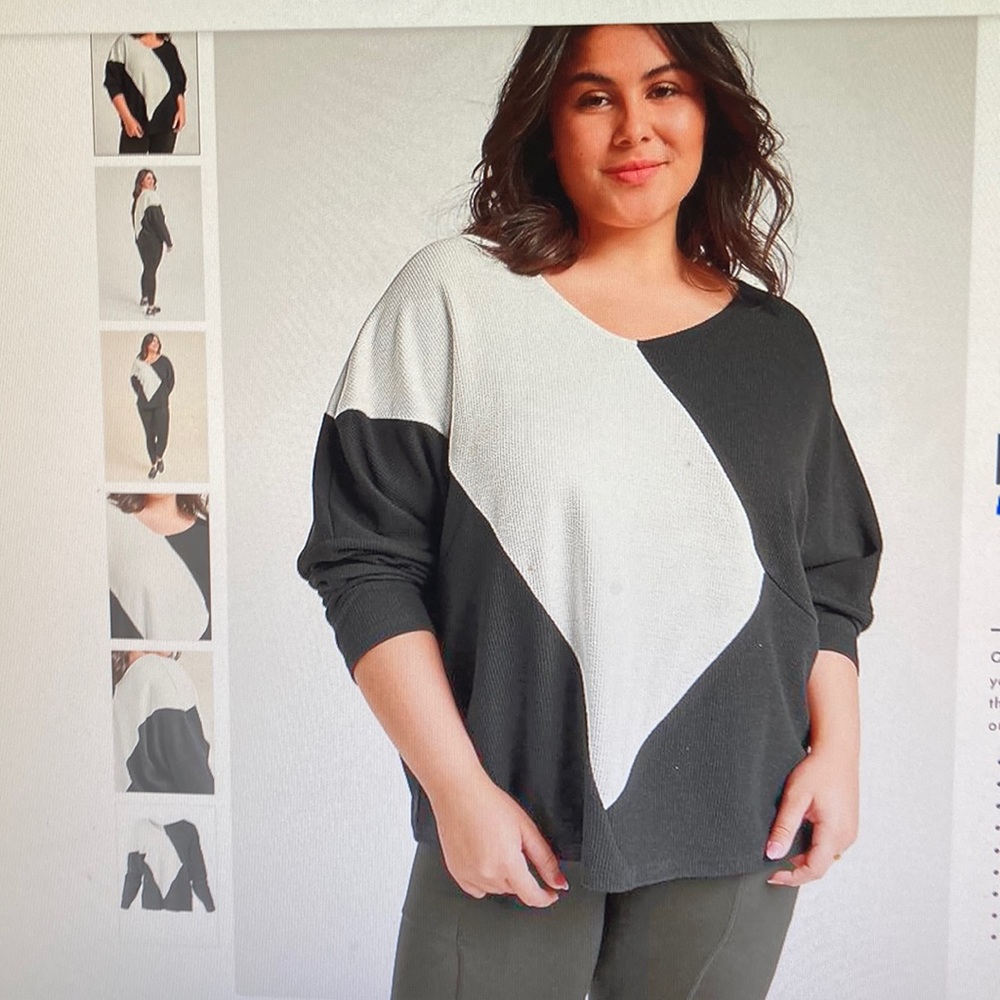 Venus Color Block Oversized Top. 1X